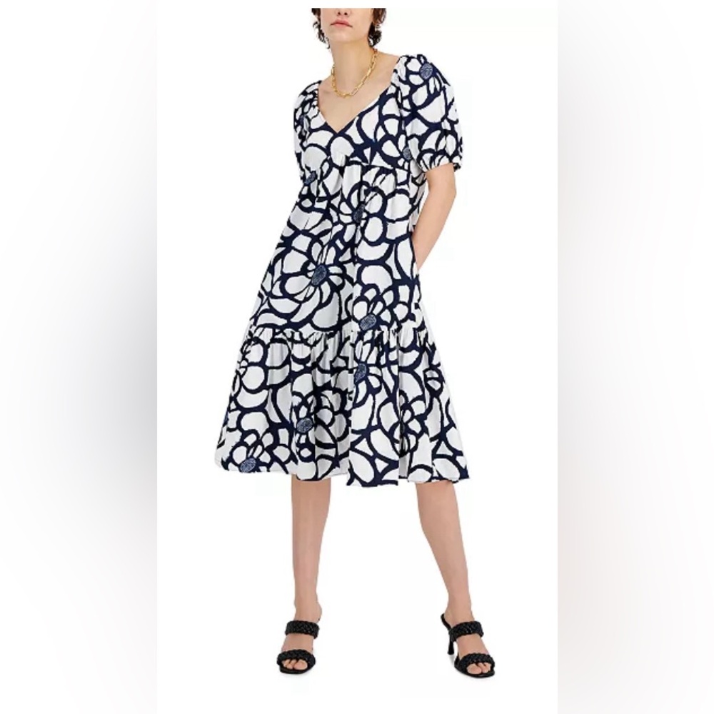 INC International Concepts Orla Garden midi dress with pockets; size: Medium